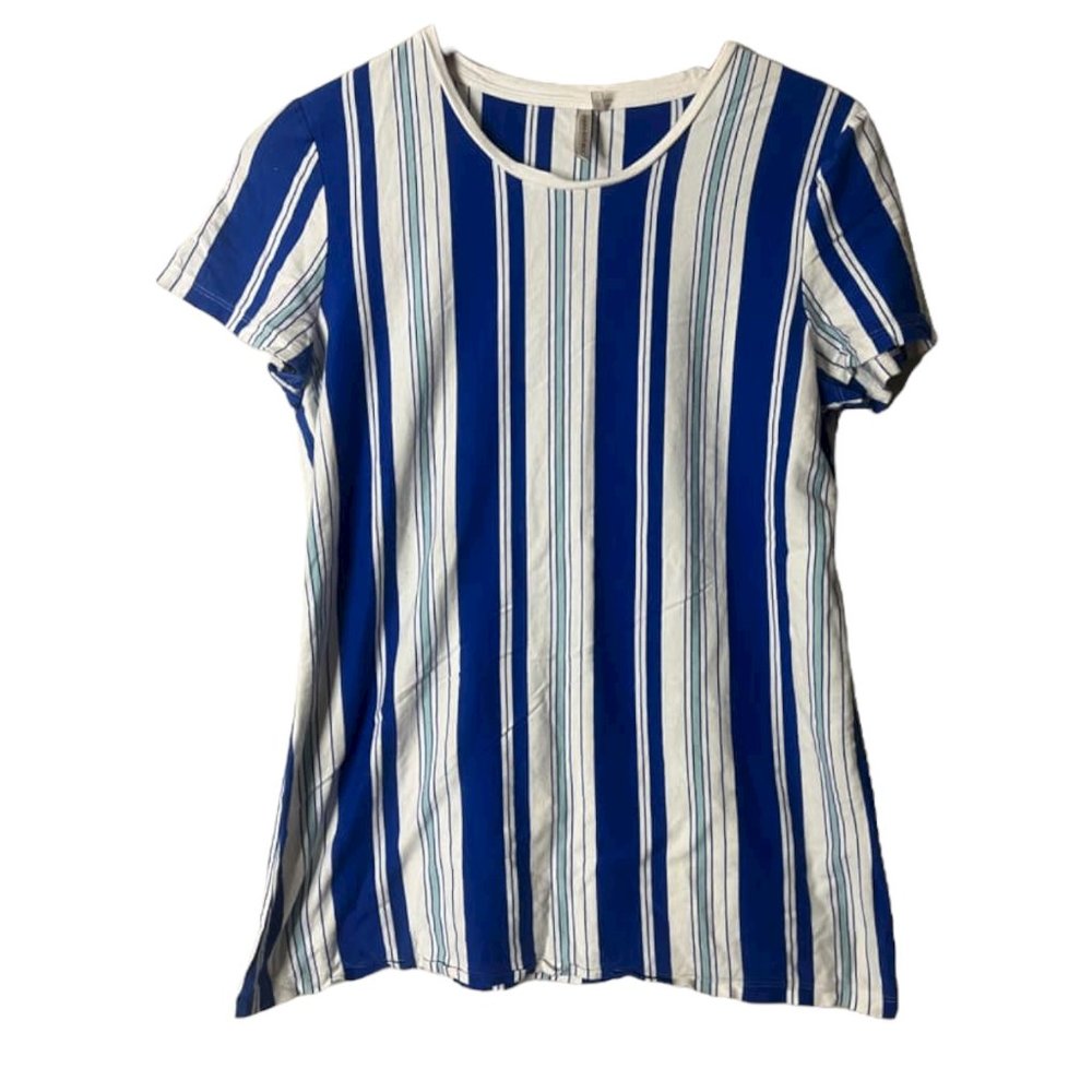 [5x$25] ⭐️ Banana Republic Tee Women’s Vertical Stripe Top Blue White Medium